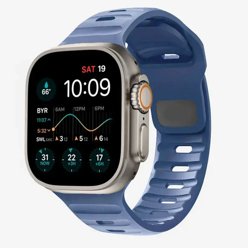Denim Blue slotted silicone Apple Watch sport band