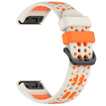 Starlight / Orange Garmin QuickFit 22/26mm Flexible Two-Tone Vented Silicone Band