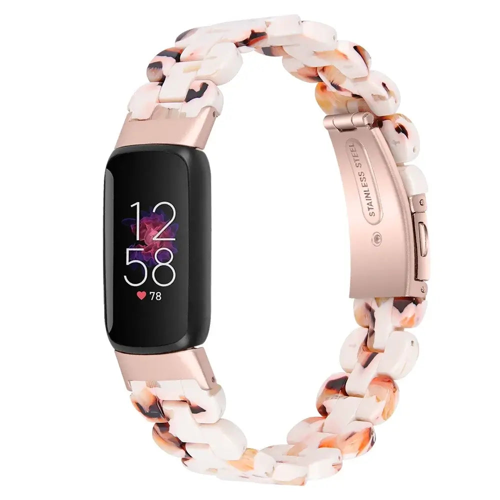 Fitbit Luxe Marbled & Tortoiseshell Resin Band - Cream Tortoiseshell / Rose Gold