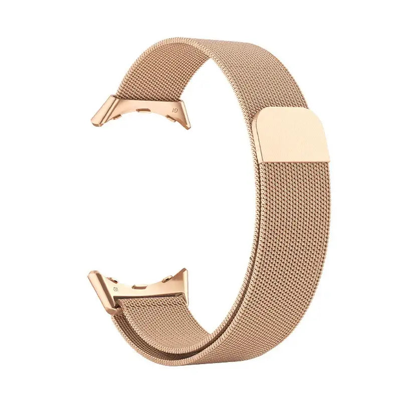 Rose gold Milanese mesh strap with magnetic tab