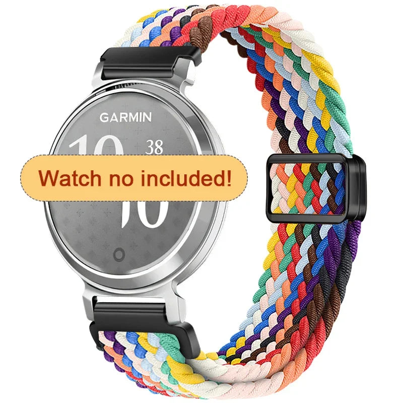 Garmin Lily 2 Braided Nylon Magnetic Band in Pastel Rainbow