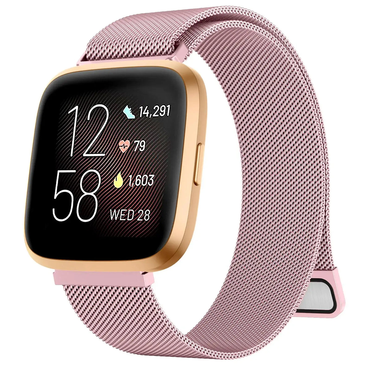 Fitbit Versa & Sense Magnetic Steel Mesh Loop Band - Rose Pink