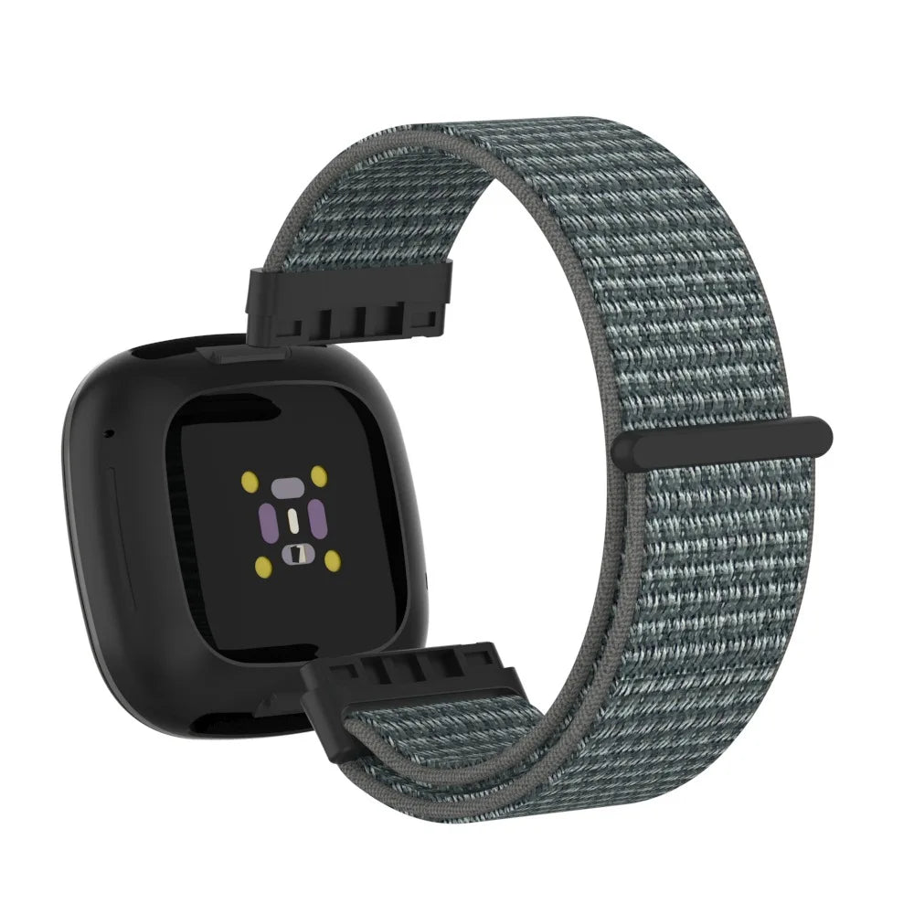 Dark Green Gray Fitbit Versa 4, Versa 3, Sense 2 and Sense Nylon Sport Loop Band