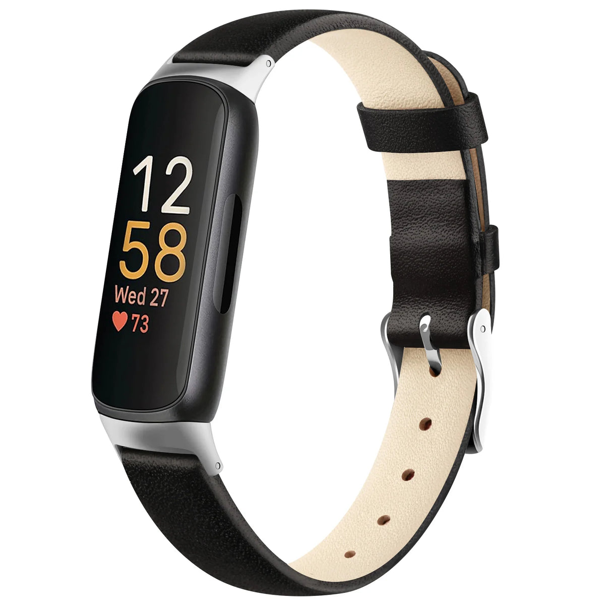 Black Fitbit Inspire 3, Inspire 2 and Ace 3 Leather Band, Floral and Solid