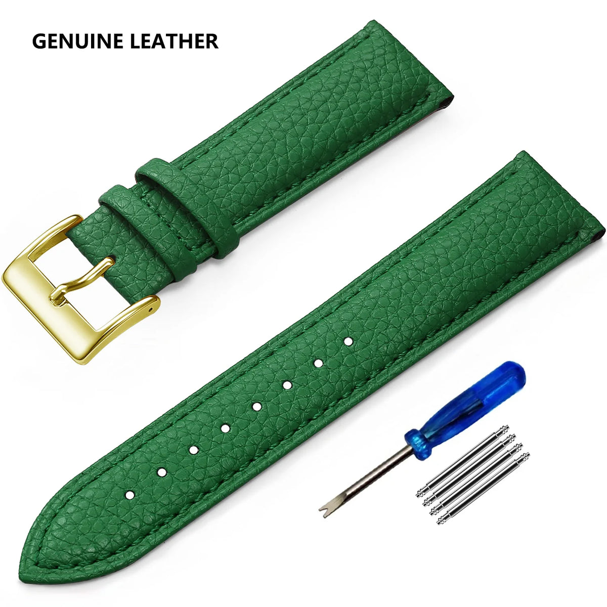 Garmin Grained Leather Band in Green with Gold Buckle