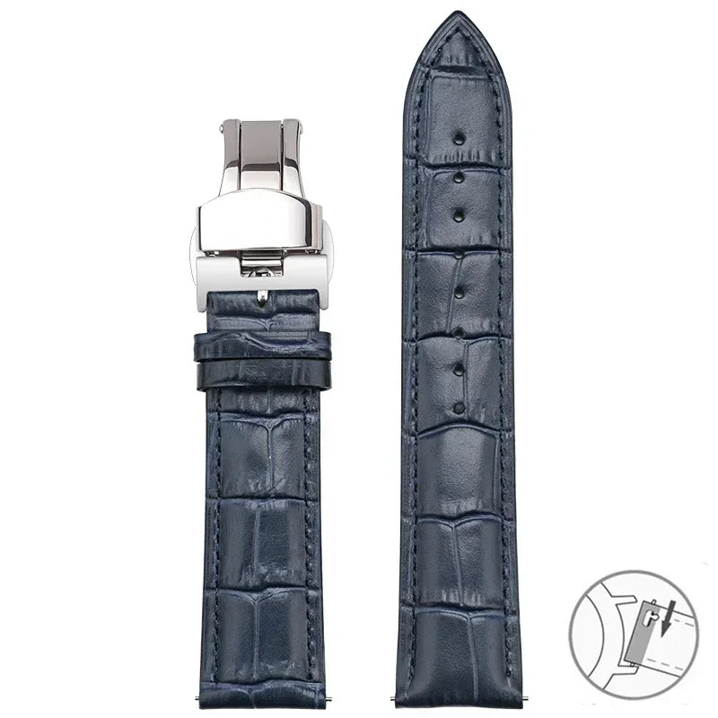 Garmin Croc-Embossed Leather Band in Navy Blue with Butterfly Clasp