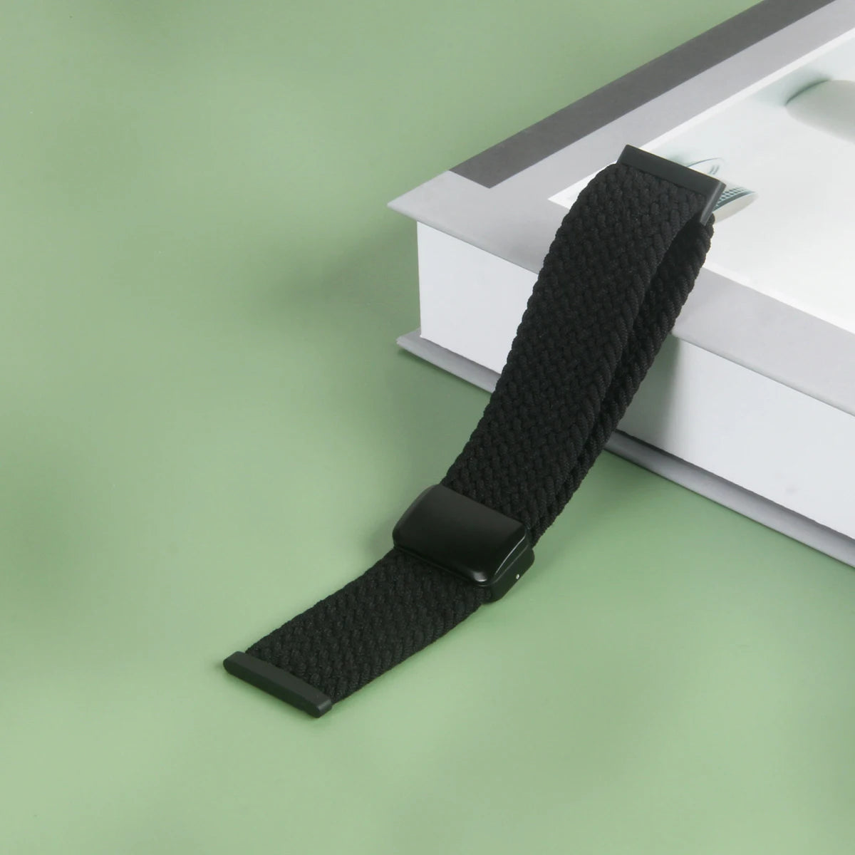 Black Fitbit Versa 4, 3, 2 and Sense 2 Braided Nylon Band, Magnetic Clasp