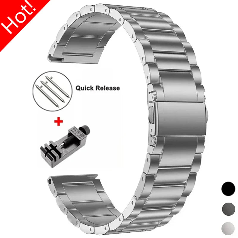 Garmin Titanium Link Bracelet in silver with quick-release pins
