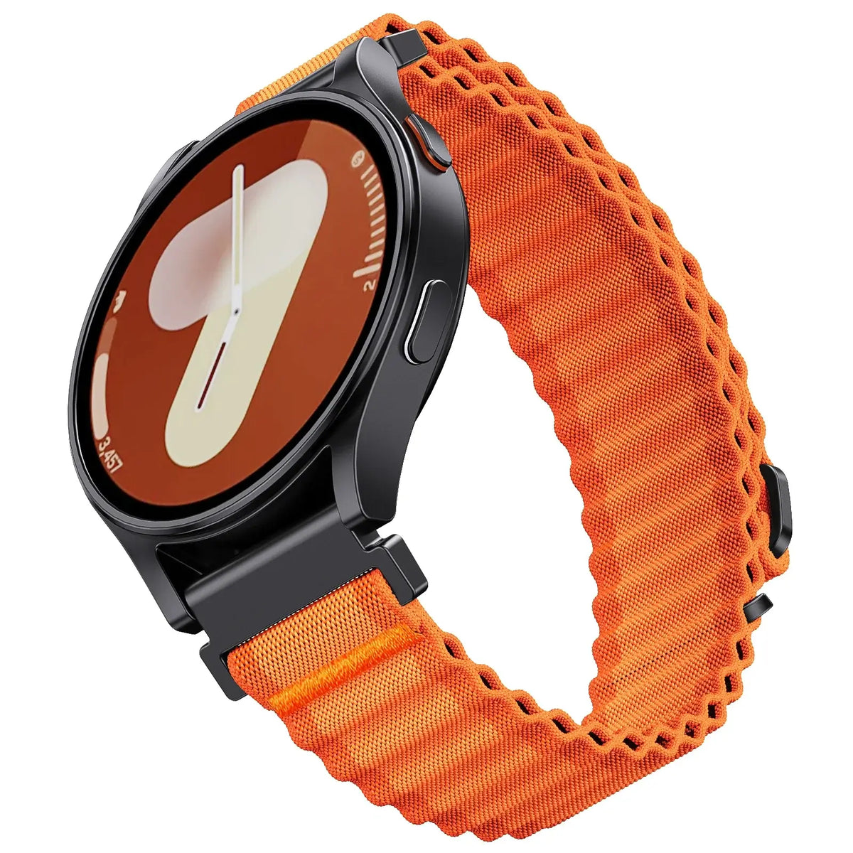 Orange ribbed nylon loop on watch — BandsCo Straps