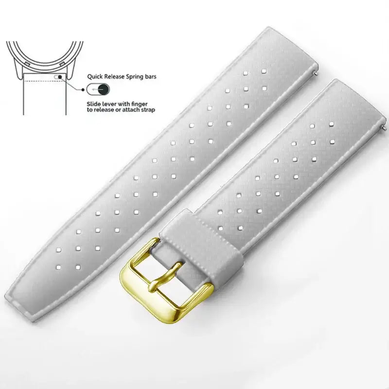 Tropic Silicone Band for Amazfit – White / Gold Buckle (Option 3)