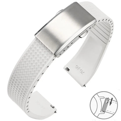 Garmin FKM Rubber Band in White with Silver Clasp