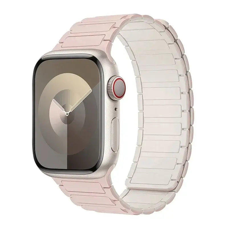 Pink / Ivory segmented silicone Apple Watch band