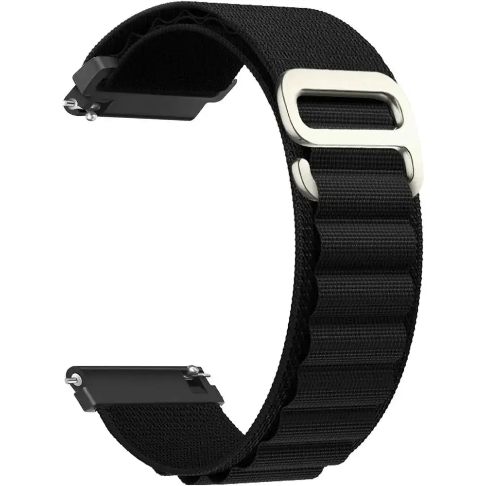 Amazfit Alpine-Style Nylon Band with Metal Hook — Black / Silver Hook