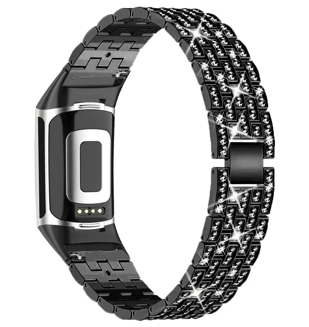 Fitbit Charge Crystal-Accent Metal Link Band in Black
