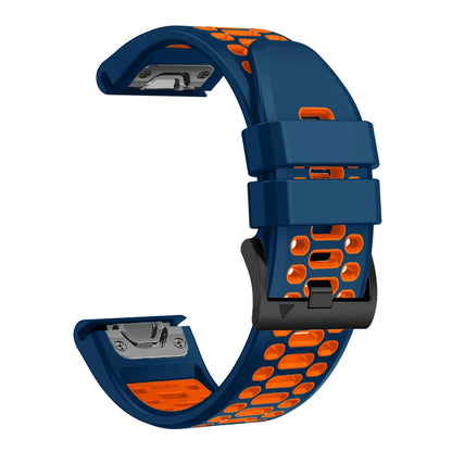Navy / Orange Garmin QuickFit 22/26mm Breathable Two-Tone Silicone Band