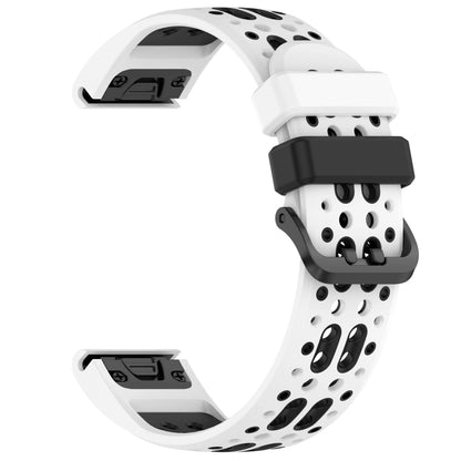 White / Black Garmin QuickFit 22/26mm Flexible Two-Tone Vented Silicone Band