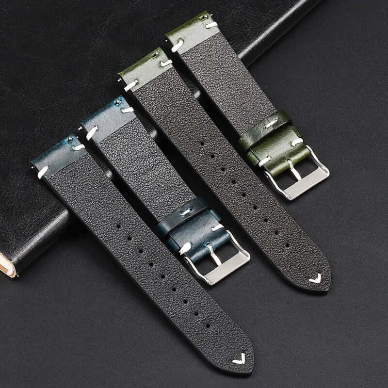 Leather strap underside and stitching — BandsCo Straps
