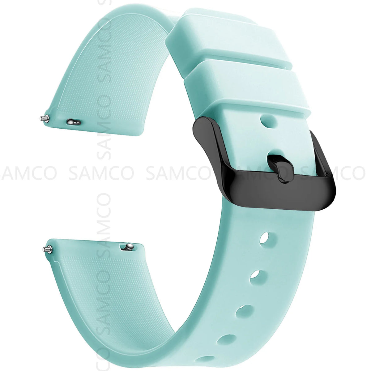 Garmin Curved-End Silicone Band in Powder Blue with Black Buckle
