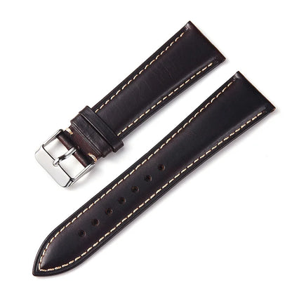Polar Oil-Waxed Leather Band with Contrast Stitching — Dark Brown