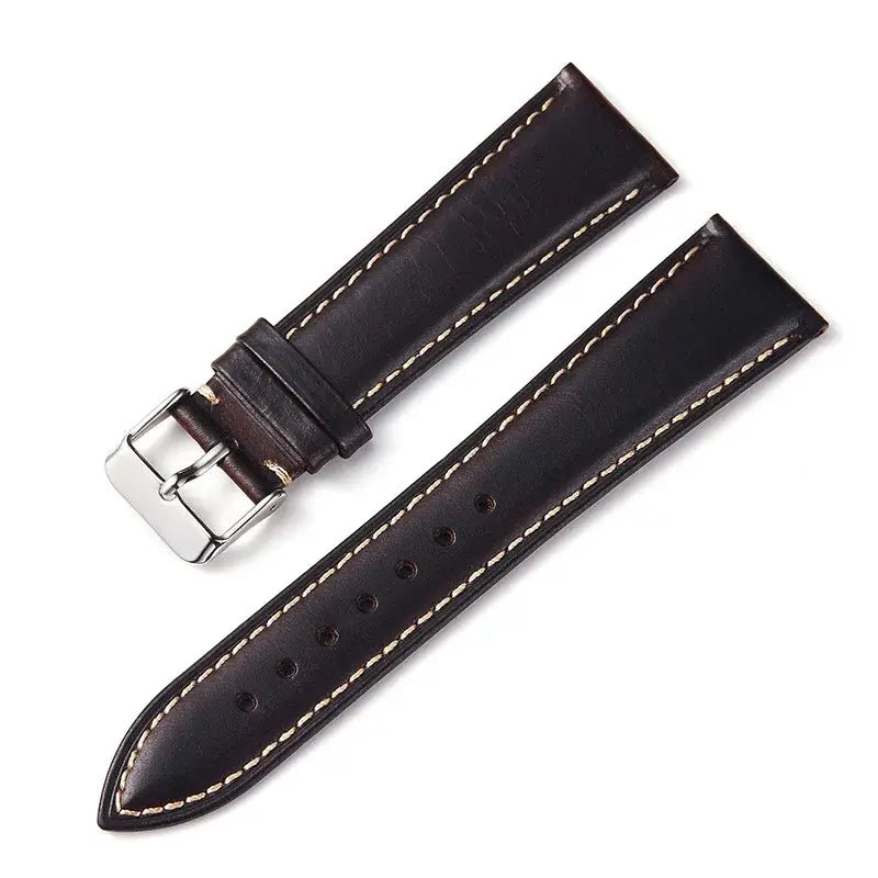 Amazfit Oil-Waxed Leather Band with Contrast Stitching - Dark Brown