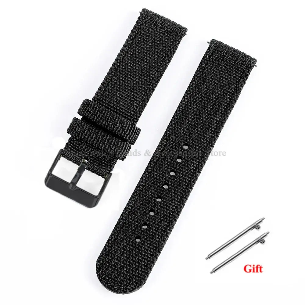 Woven Nylon Band with Buckle Options in Black / Black Buckle for compatible Huawei watches