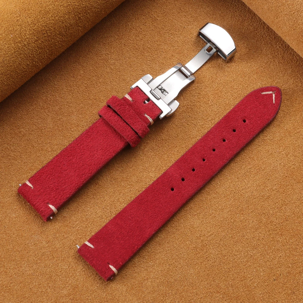 Garmin Suede Butterfly Clasp Band in Red