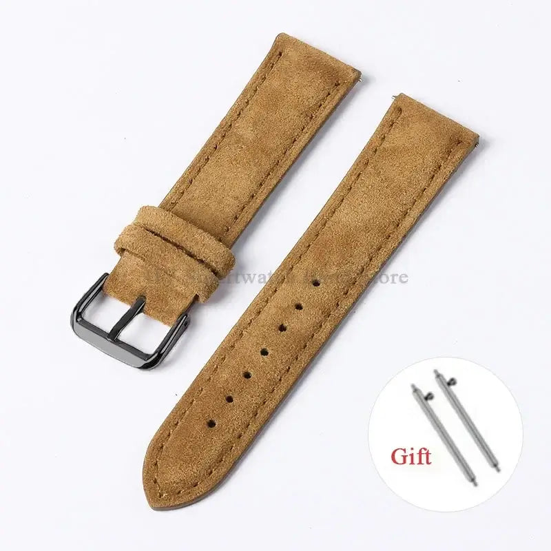 Amazfit Suede Leather Band with Buckle Options — Golden Brown / Black Buckle