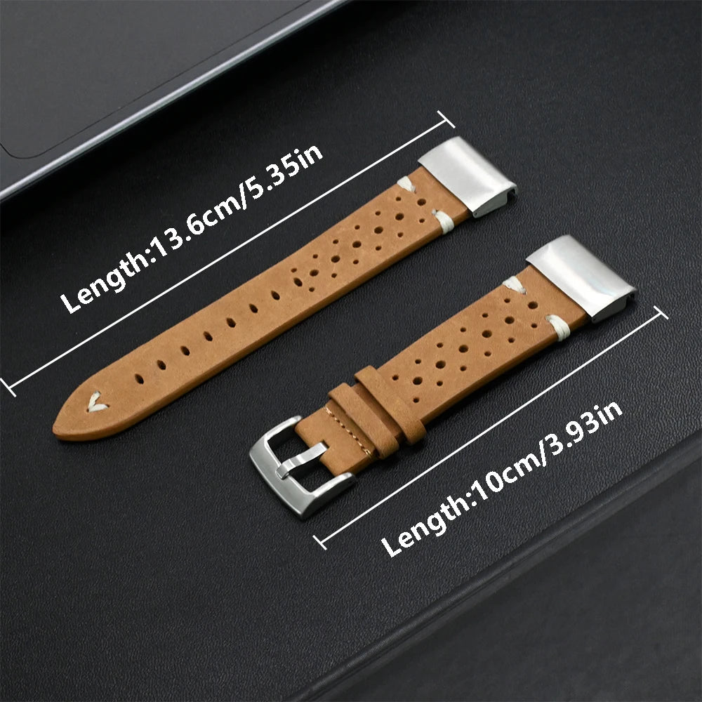 Garmin QuickFit Perforated Leather Band tan leather strap length diagram