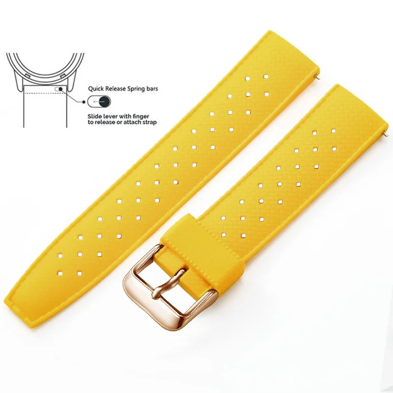 Tropic Silicone Band for Polar – Yellow / Rose Gold Buckle (Option 2)