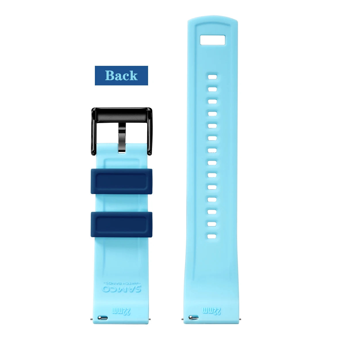 Polar Textured Silicone Band with Buckle Choices – sky blue strap lining