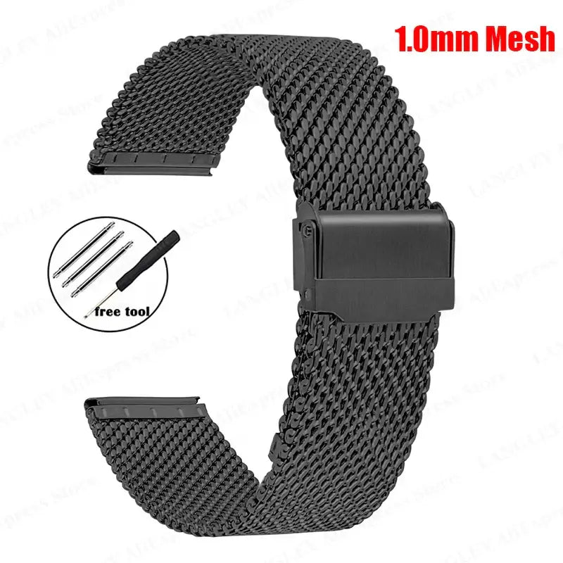 Samsung Galaxy Watch Milanese Mesh Clasp Band in 1.0mm Mesh / Black