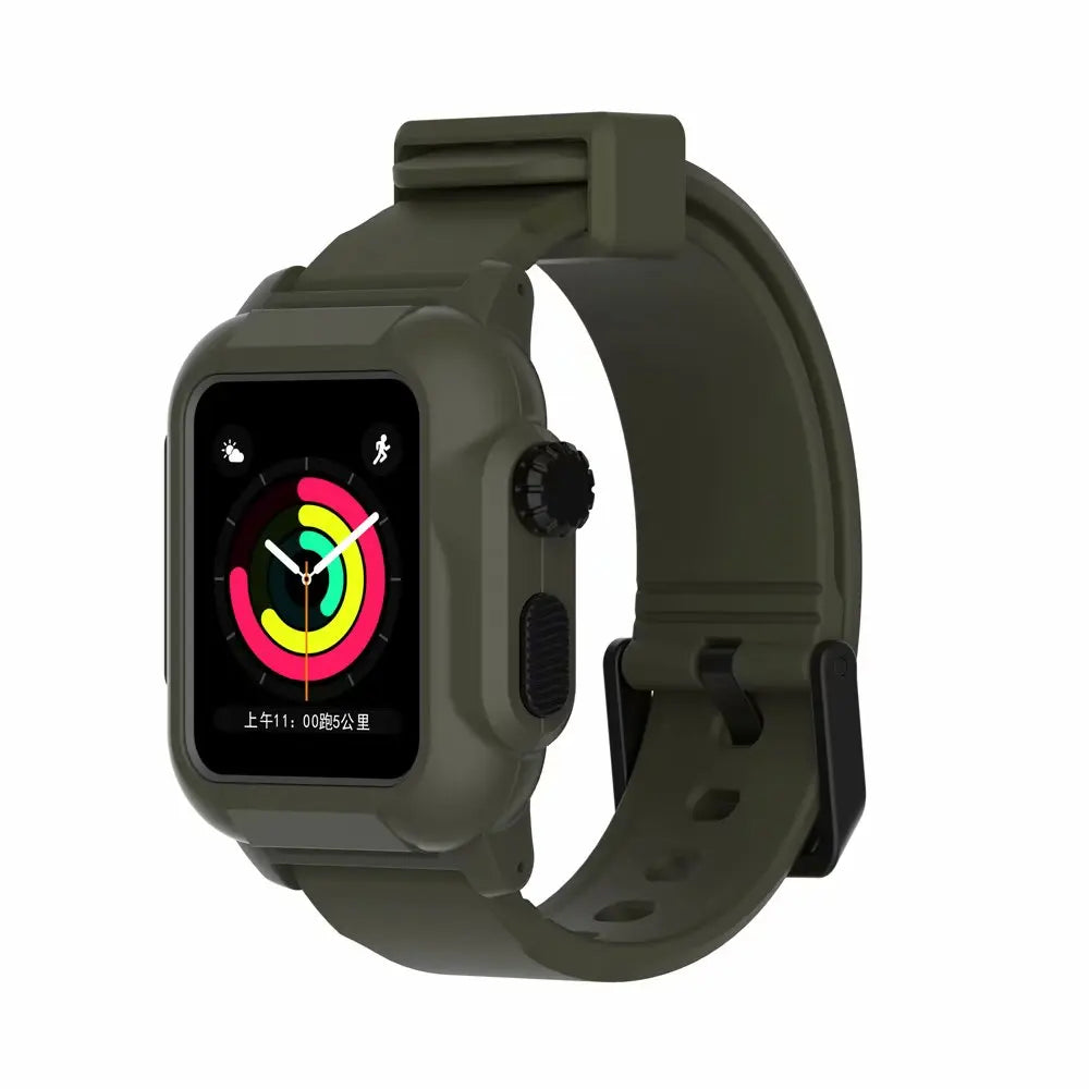 Silicone Apple Watch Band & Case - Solid, Camo & Luminous in Olive Green / Olive Green
