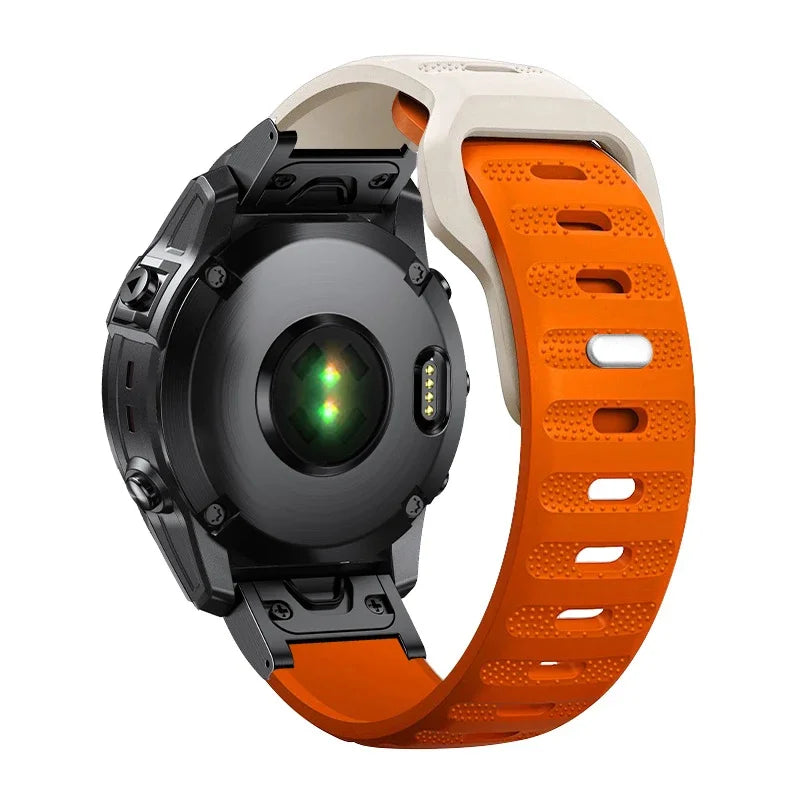 Starlight / Orange Garmin QuickFit 22/26mm Lightweight Soft Silicone Band