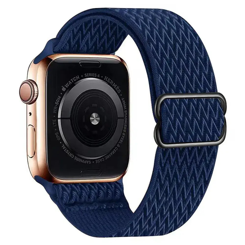Navy Chevron adjustable stretch nylon Apple Watch band