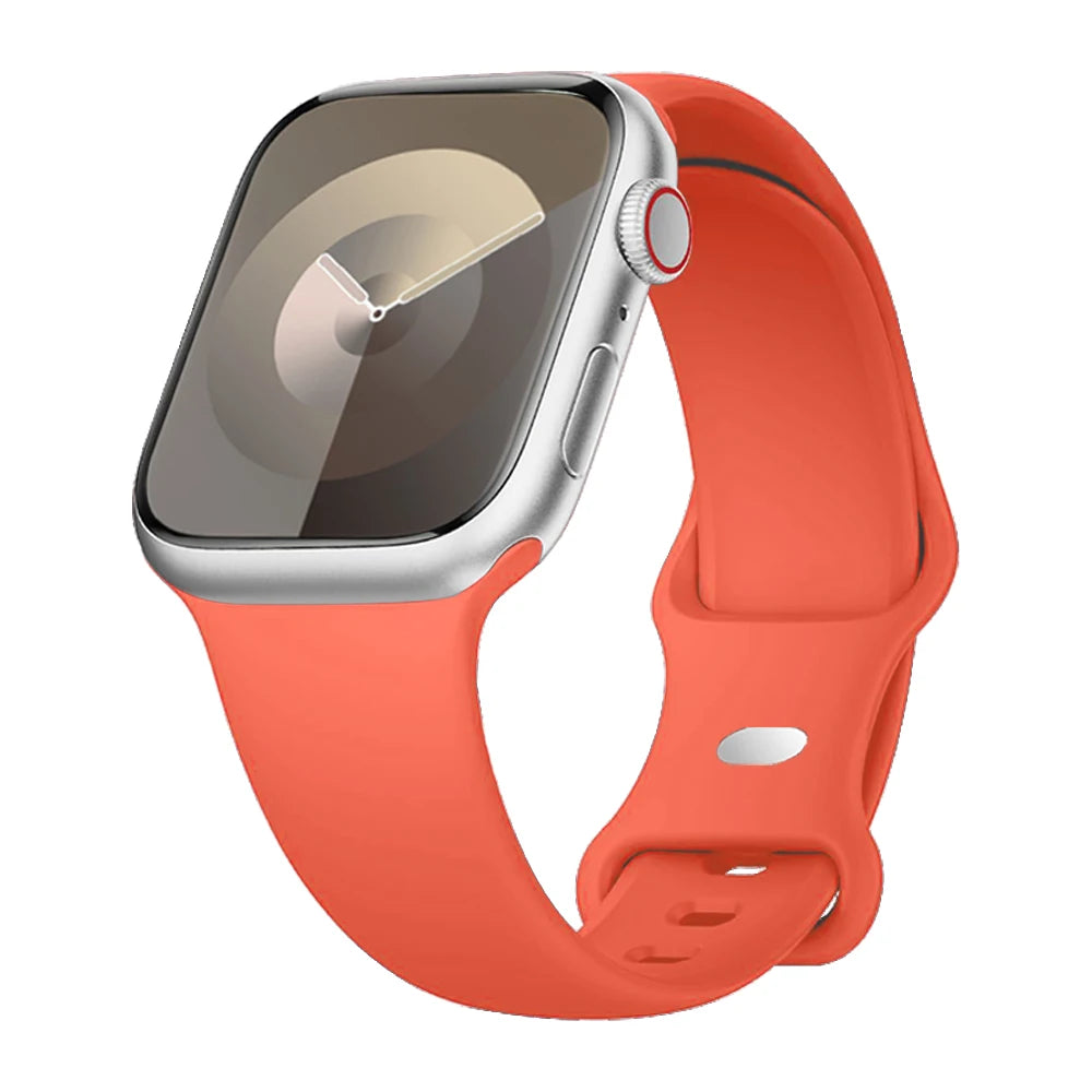 Smooth Silicone Apple Watch Sport Band with Pin Closure in Coral Orange