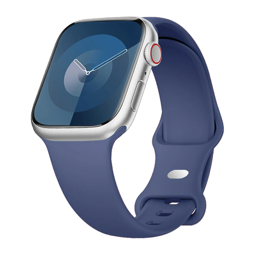 Smooth Silicone Apple Watch Sport Band with Pin Closure in Denim Blue