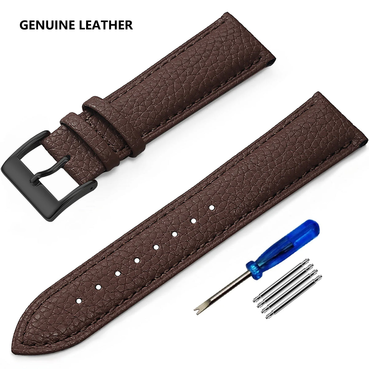 Garmin Grained Leather Band in Dark Brown with Black Buckle