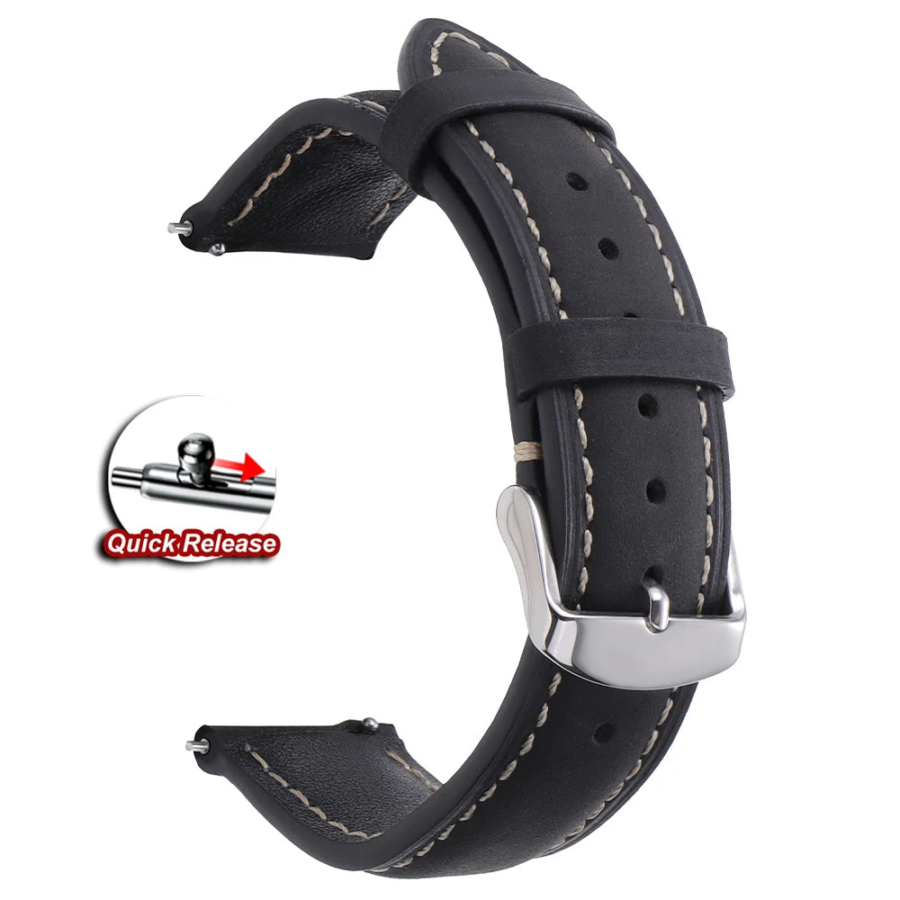 Garmin Vintage Stitched Leather Band in Black