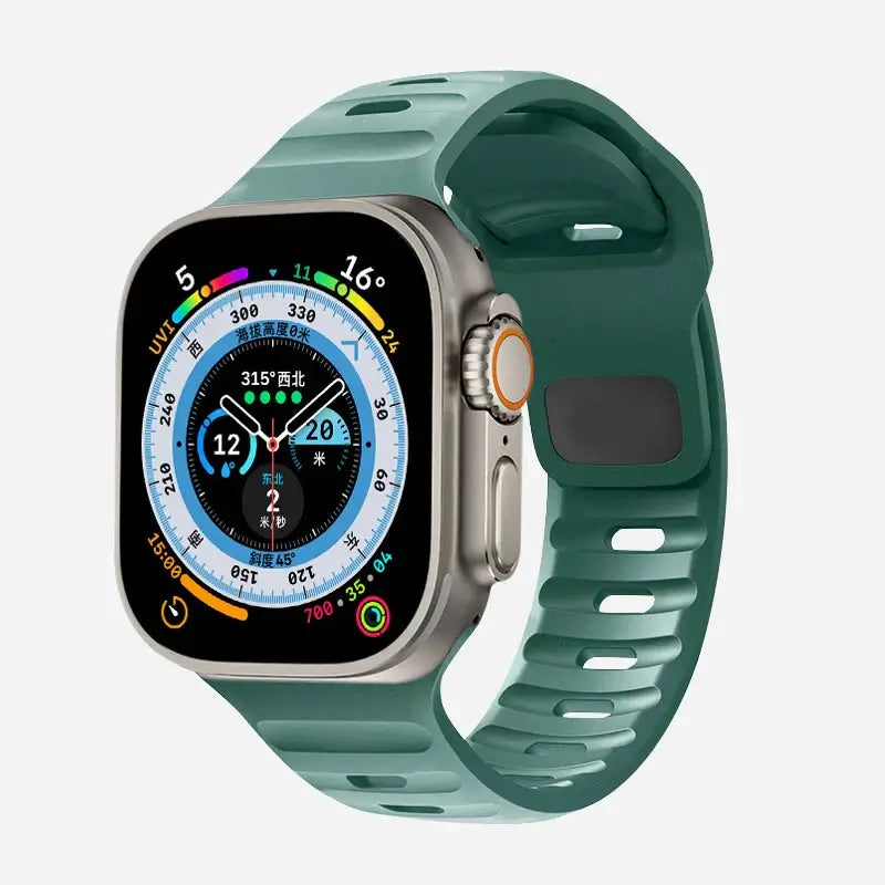 Sage Green slotted silicone Apple Watch sport band
