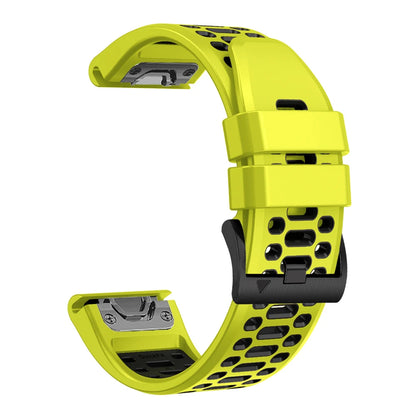 Lime / Black Garmin QuickFit 22/26mm Breathable Two-Tone Silicone Band