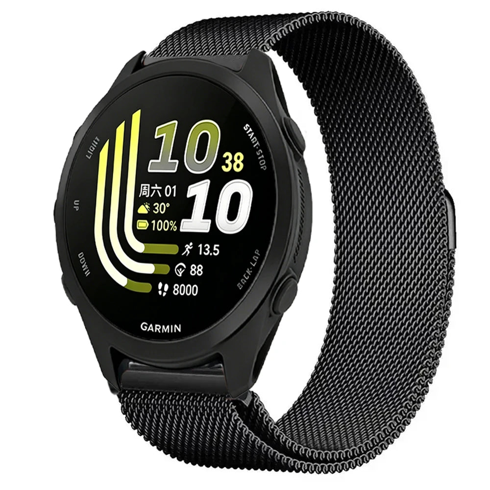 Black Garmin 20/22mm Quick Release Magnetic Milanese Band