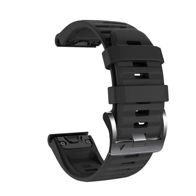 Black Garmin QuickFit 22/26mm Silicone Band, Camo and Solid Colors
