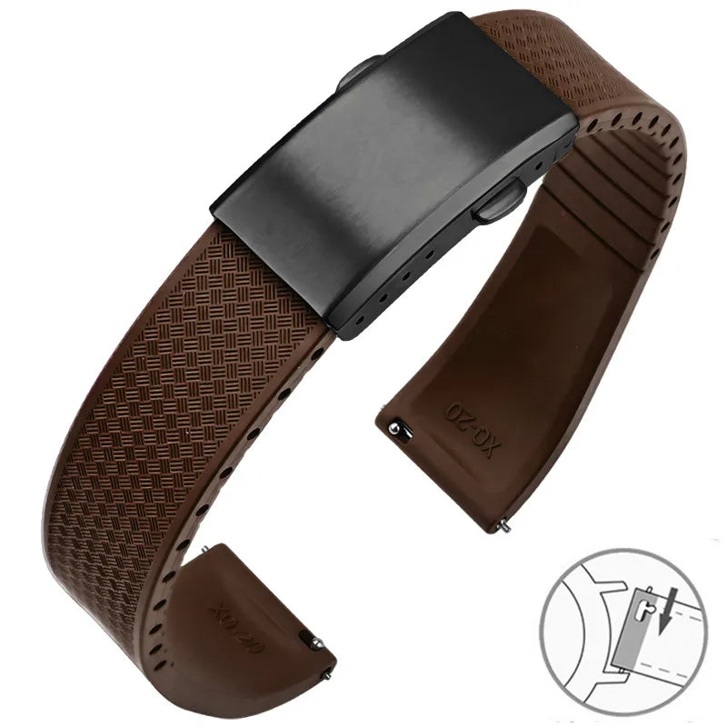 Garmin FKM Rubber Band in Brown with Black Clasp