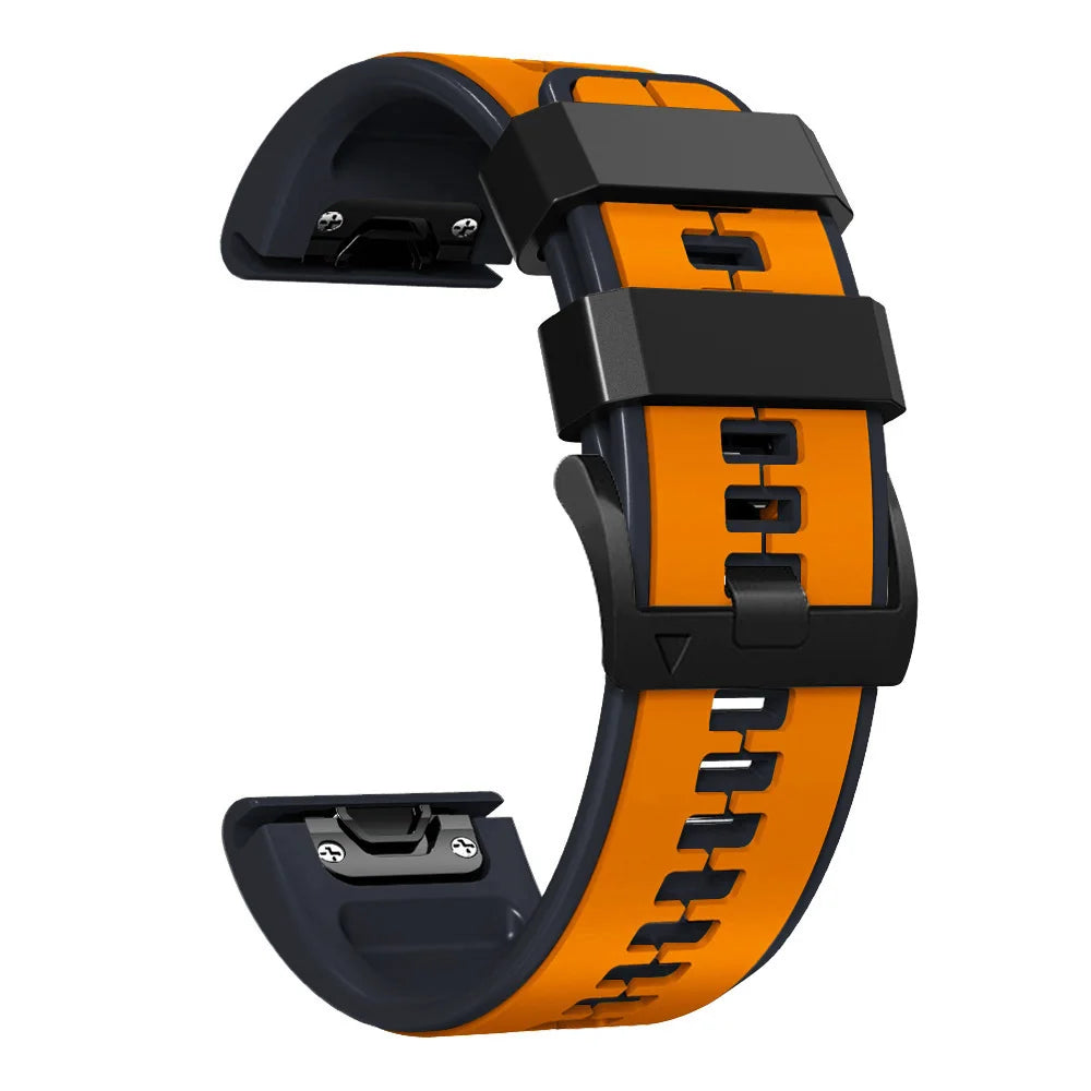 Garmin QuickFit Contrast-Panel Silicone Band in Orange / Navy