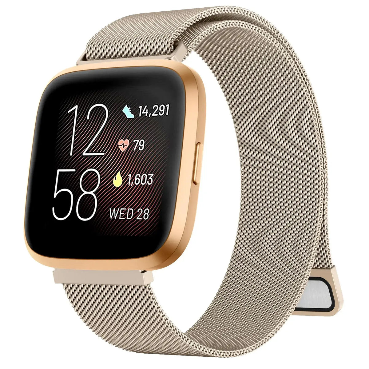 Fitbit Versa & Sense Magnetic Steel Mesh Loop Band - Champagne Gold