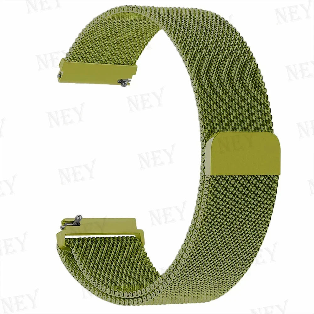 OnePlus Smartwatch Milanese Loop Band Magnetic Metal Bracelet Strap in green color, designed for comfort and adaptability.