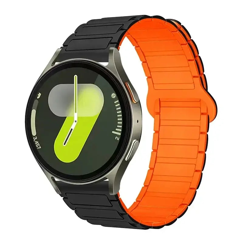 Amazfit Ribbed Magnetic Silicone Loop Band — Black / Orange