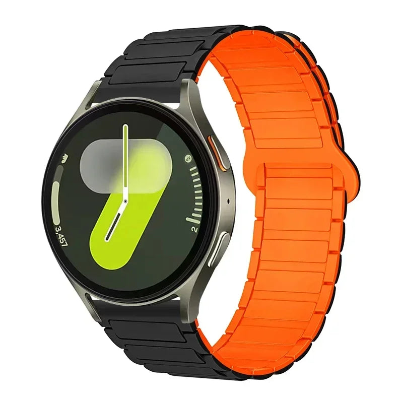 Motorola Moto Ribbed Magnetic Silicone Loop Band — Black / Orange