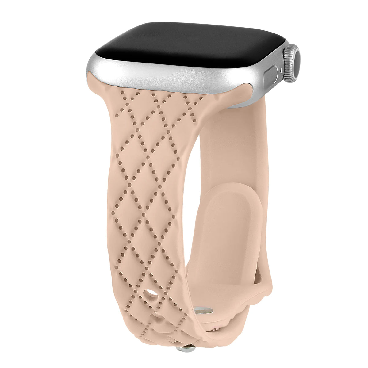 Diamond-Pattern Slim Silicone Apple Watch Band in Soft Pink