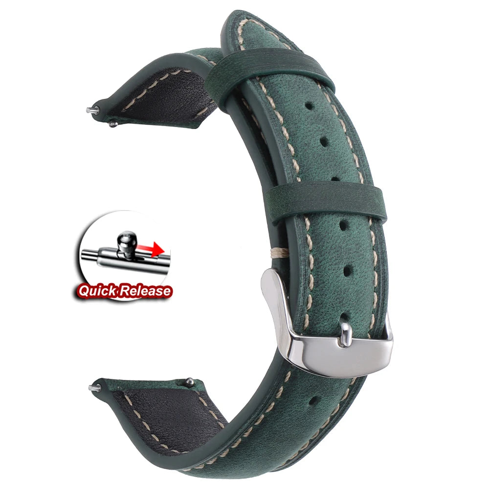 Garmin Vintage Stitched Leather Band in Green